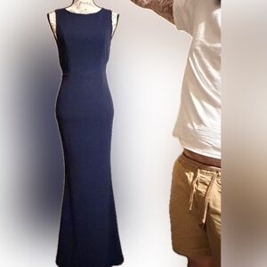 Lulu's Elegant Navy Blue Formal Trumpet Shaped Dress
